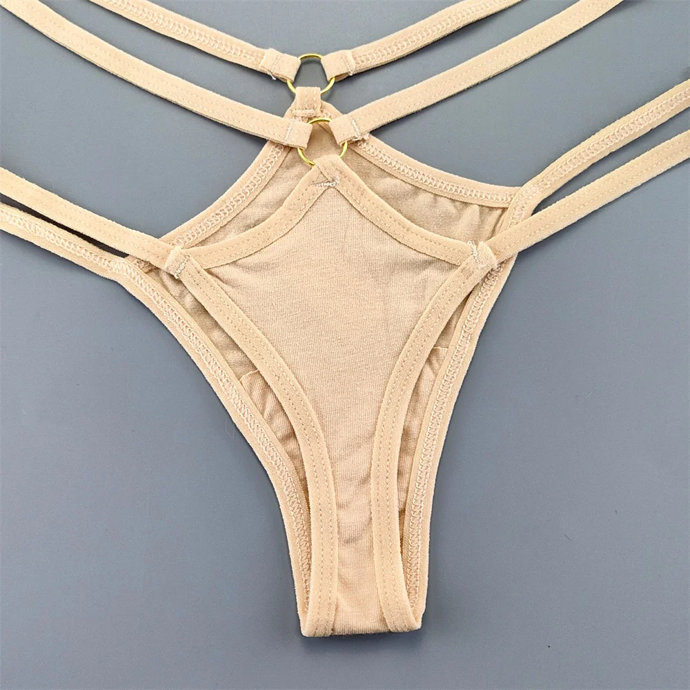 3 قطعة حزام مزدوج القطن ثونغ النساء حجم كبير الملابس الداخلية مثير منخفضة الخصر السيدات Soild سلسلة سراويل #6