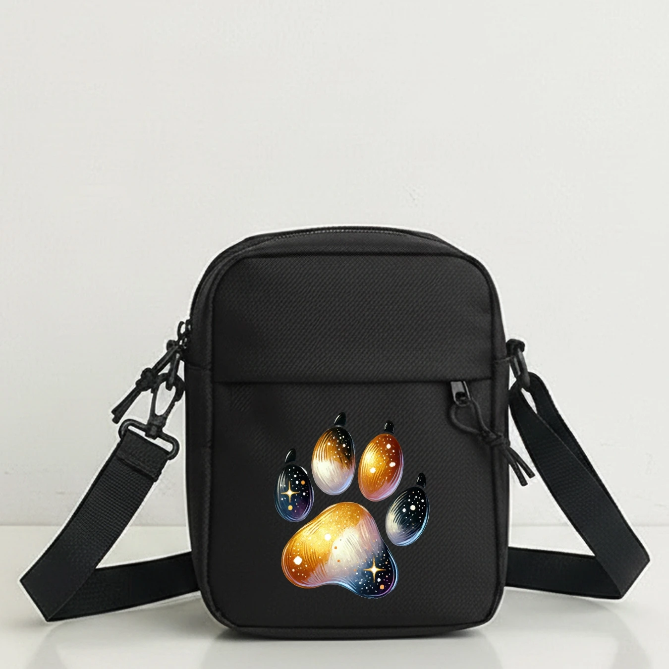Gradient Starry Paw Print Mini Shoulder Bag Adjustable Strap Small Crossbody Purse for Women Girls Travel School Outdoor Daily