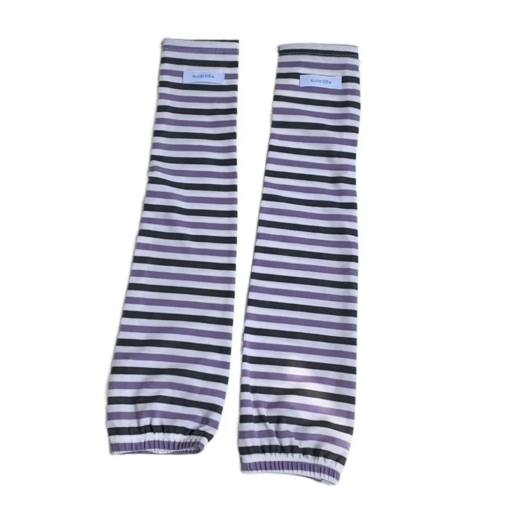 

Breathable Arm Protection Striped Ice Sleeves Loose Elastic Sunscreen Sleeve Thin UV Insulation Summer Cycling Sleeves Women