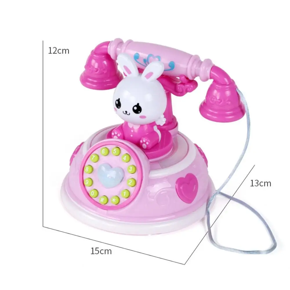 Jouets téléphoniques lapin Musical rétro, maison de jeu de dessin animé, Simulation de téléphone, jouet d'éducation précoce, lumières, son, jouets d'apprentissage pour bébé