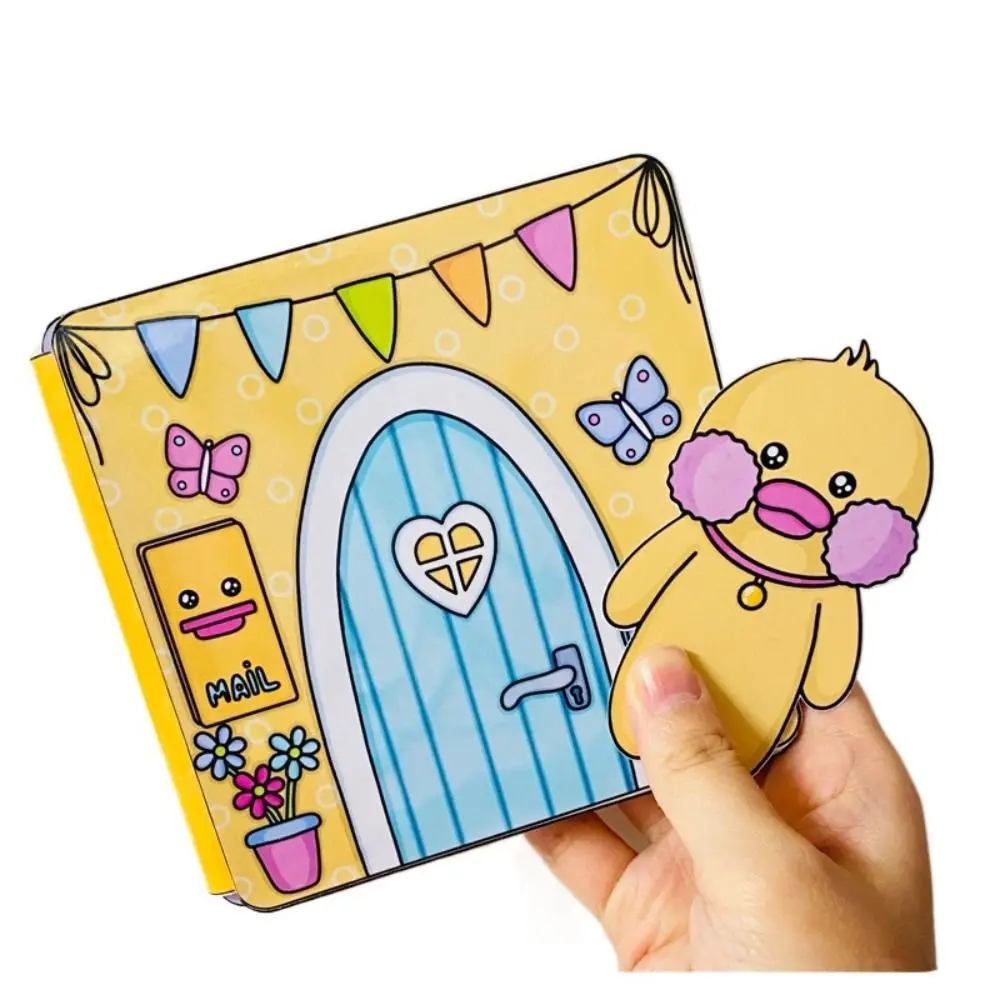 Stiker bebek kuning kecil permainan senyap buku kukis Mini anjing Bixiong rumah buatan tangan Diy mainan keju kucing DIY buku sibuk hadiah anak perempuan