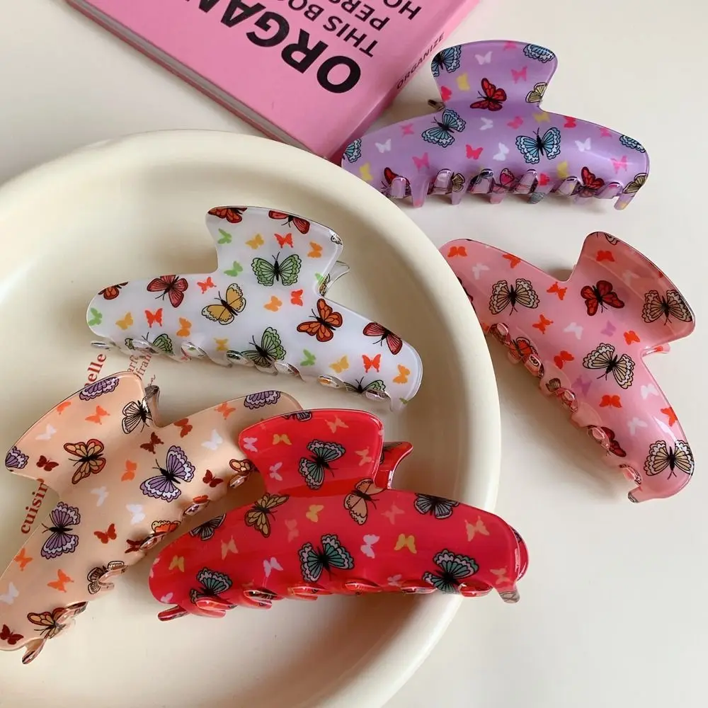 

Women Acrylic Butterfly Hair Claw Printed Hair Clip Chic Barrettes Crab Hairpins Shark Clip Girls Lady Headwear Hair Accessories