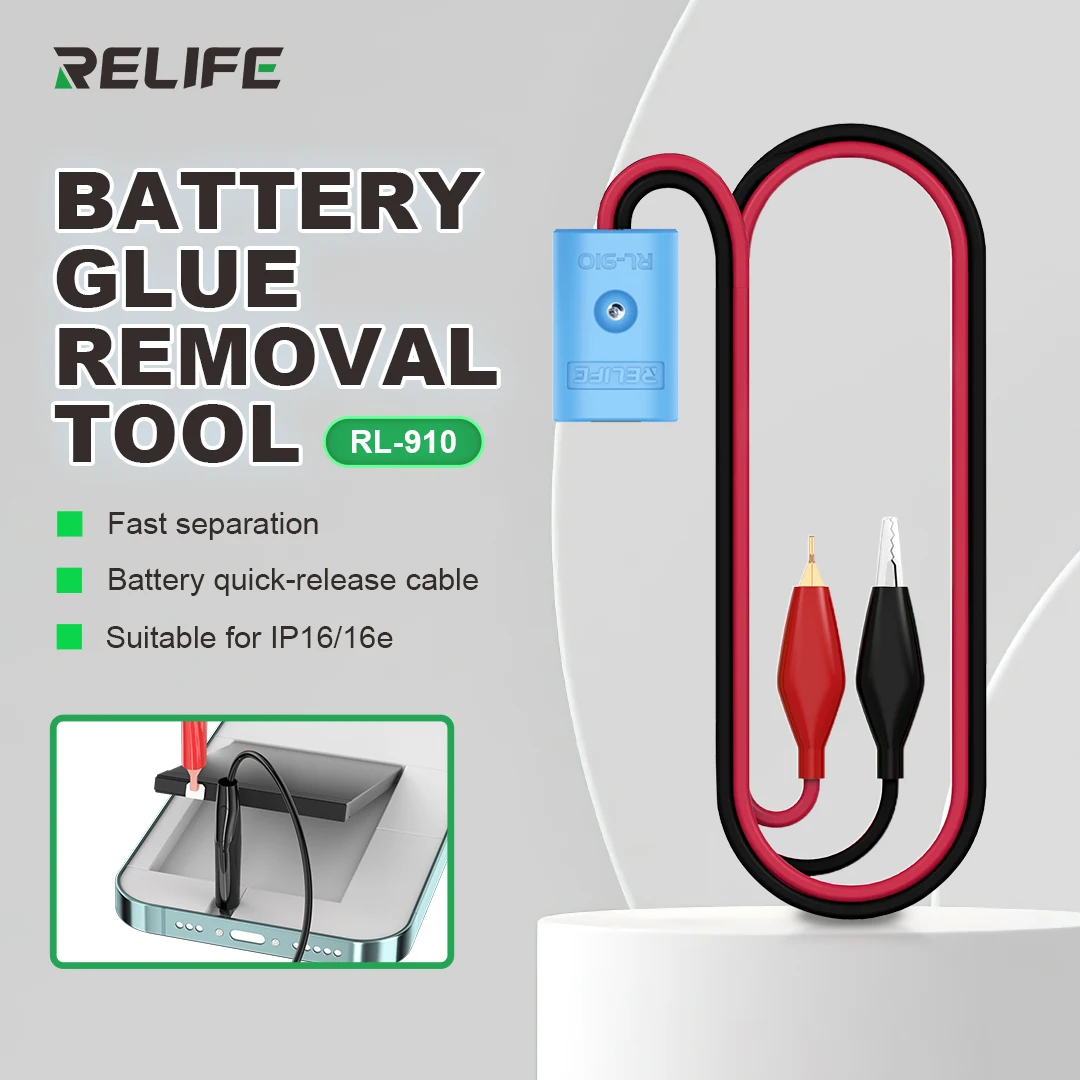 RELIFE RL-910 بطارية الغراء أداة إزالة الصواميل واجهة كليب ل IP16/16e المدمج في شريحة ذكية TYPE-C بطارية أدوات كابل الإفراج السريع