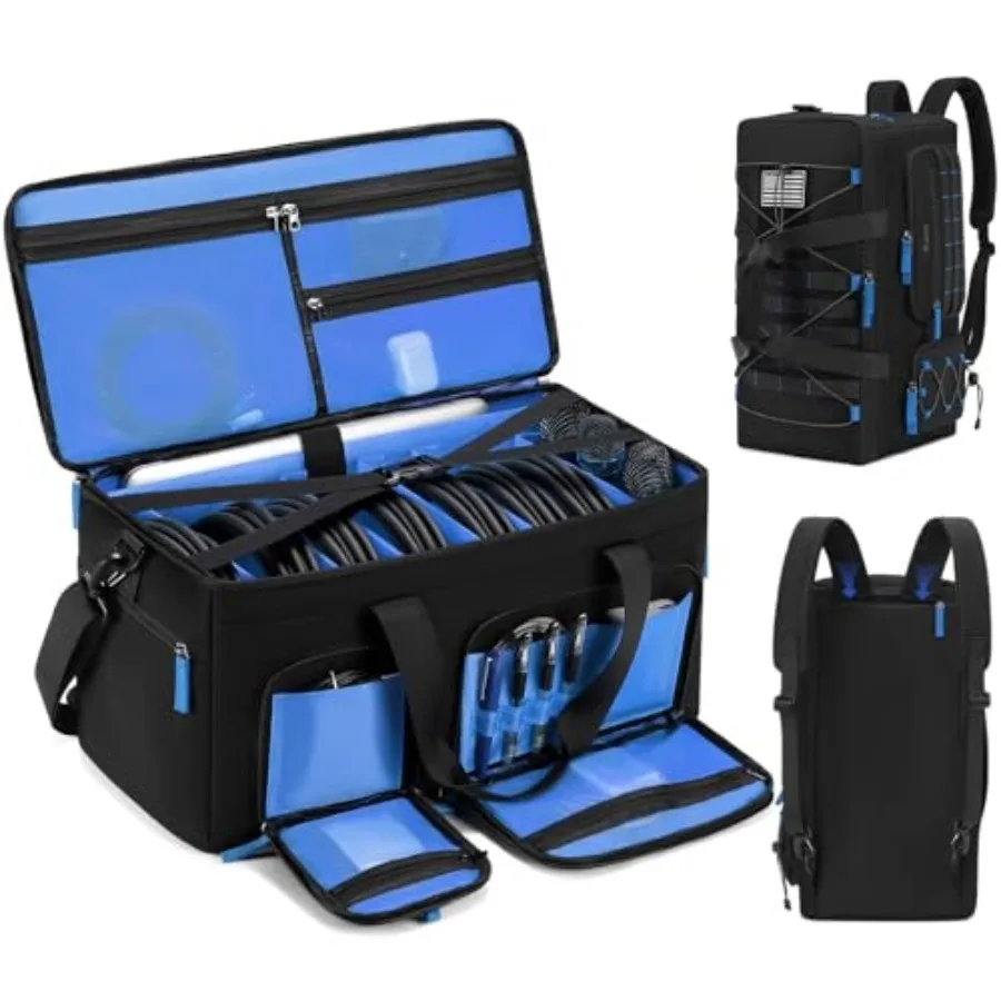 

Large Dj Cable Bag with Laptop and Microphone Pocket Dj Bag for Equipment with 8 Detachable Dividers and Padded Bottom Dj Gig B