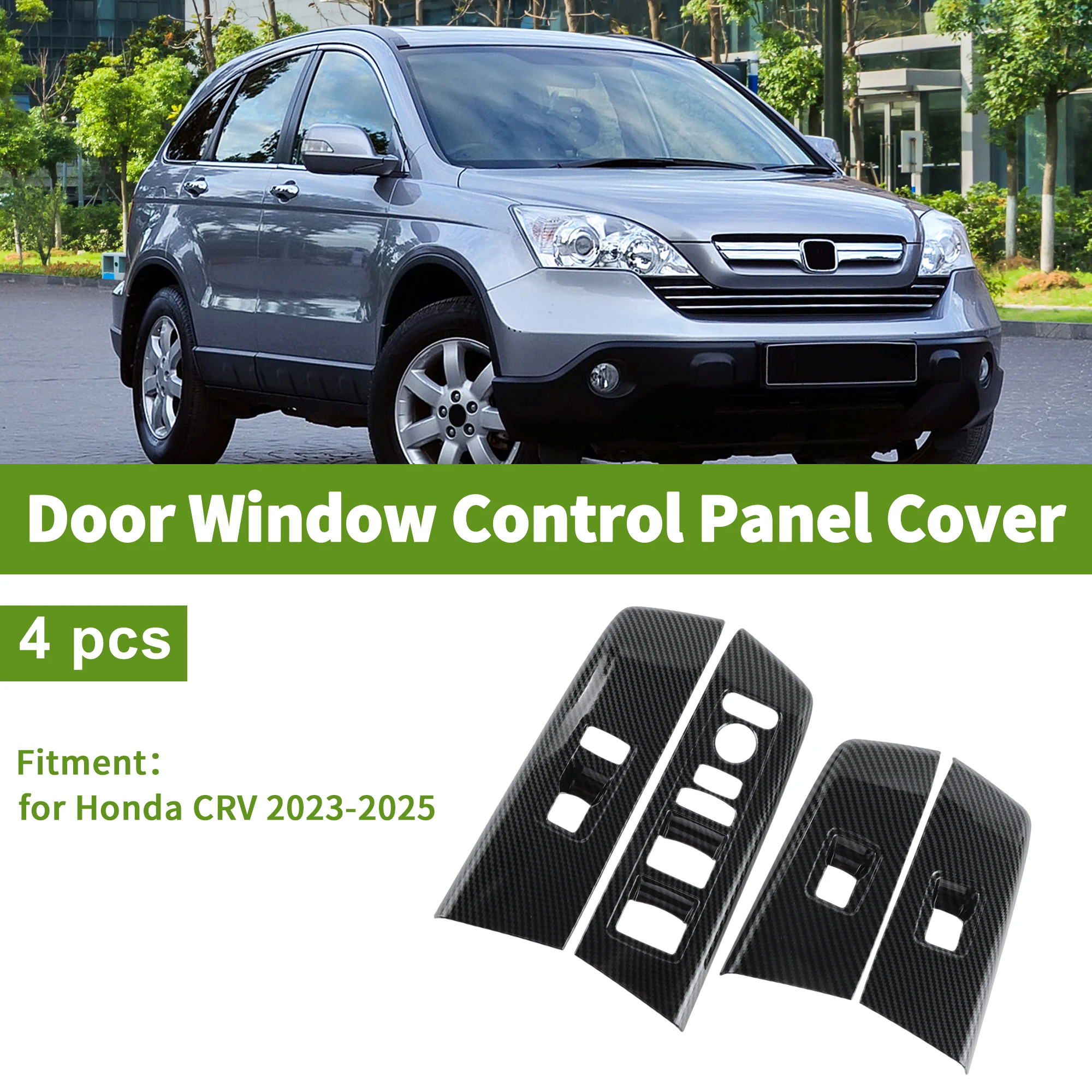 

UXCELL 4Pcs Window Switch Bezel Cover Door Control Switch Panel Trim for Honda CRV Plastic Carbon Fiber