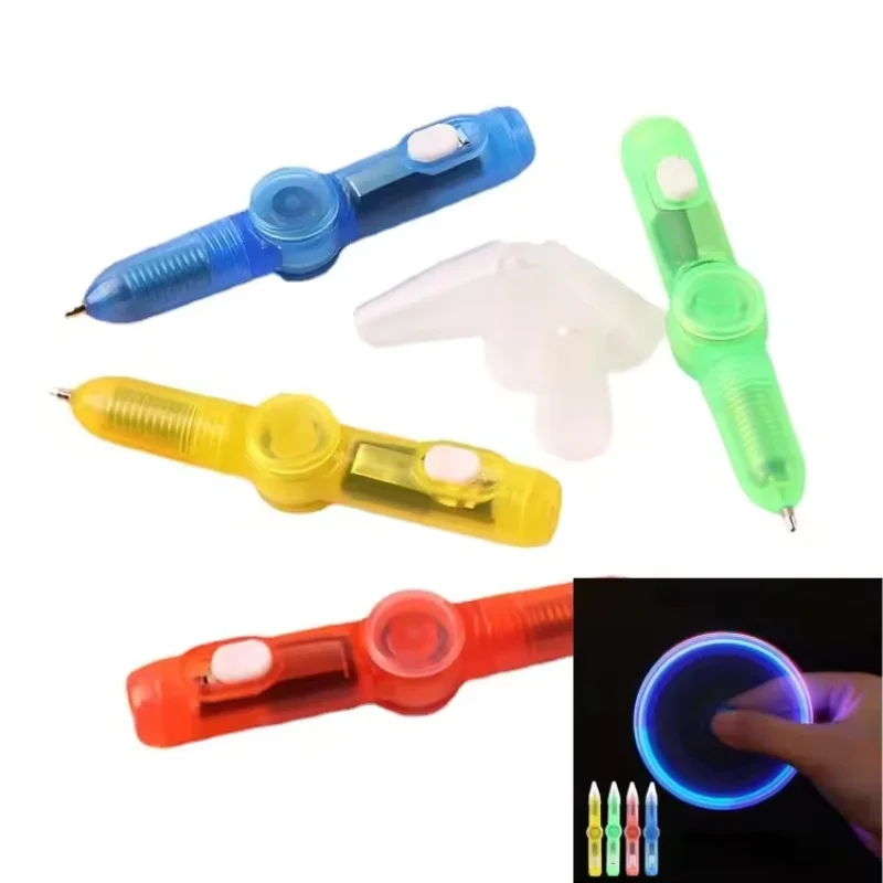 4 Stuks Vingertop Gyro Pen Set Decompressie Roterende Led Licht Balpen Kinderen Geschenk Speelgoed Met Ingebouwde Licht