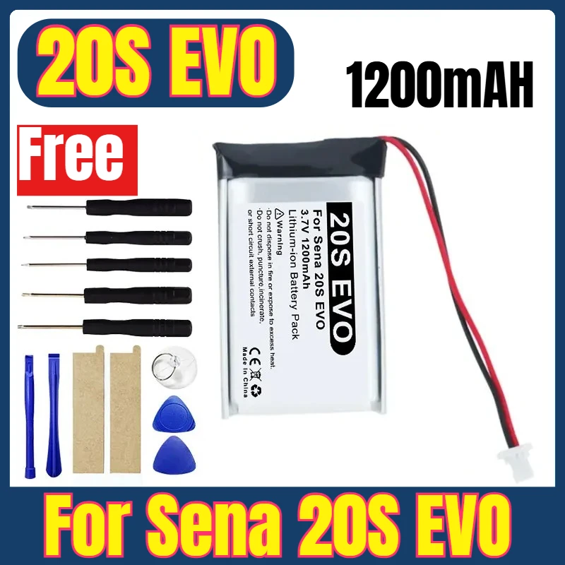 

20S EVO 1200mAh Replaces Battery for Sena 20S EVO 20SEVO Helmet Bluetooth Headset Batterie Accumulator+Tools