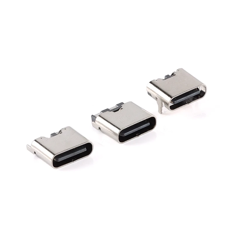 10-100pcs USB Type-C 2Pin female socket with two pin soldered straight curved socket simple for Android port USB connector