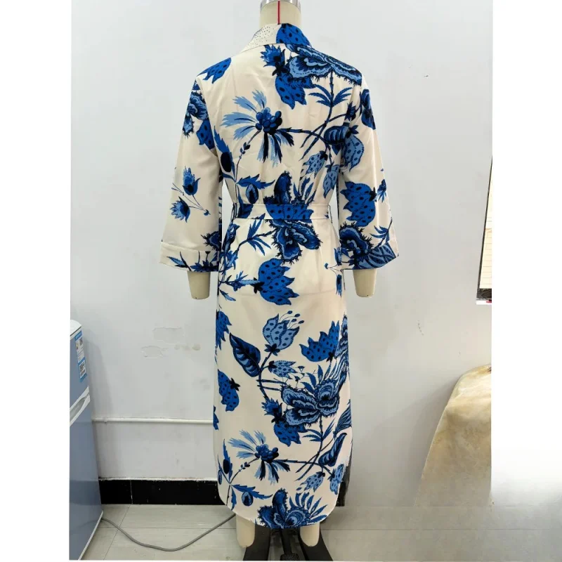 ASDS casual women print petticoat dress fashion 2024 Summer V-neck bow flower print long dress elegant party elegent dress