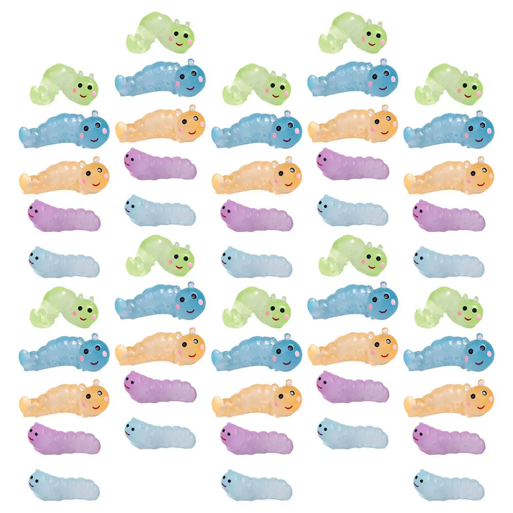 50Pcs Mini Resin Worm Ornaments Fairy Garden Moss Landscape Bonsai Terrarium Indoor Outdoor Decor