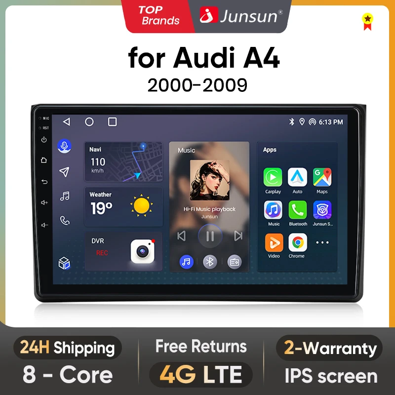 Junsun V1 AI Voice Wireless CarPlay Android Auto Radio for Audi A4 2000-2009 Seat Exeo 4G Car Multimedia GPS 2din autoradio