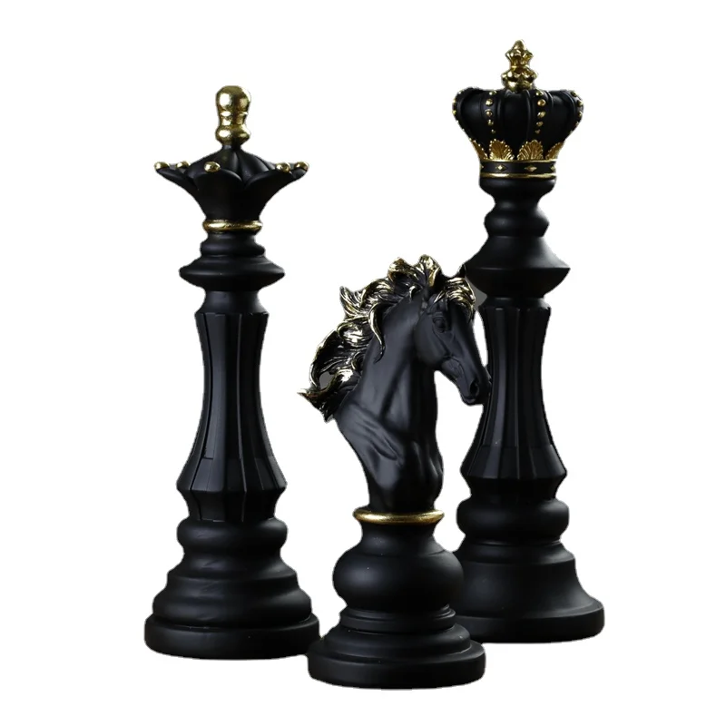Resin Chess Figurines International Chess Set Black White Pieces Home Office Desk Decor Art Sculpture Gift for Game Lovers view 6
