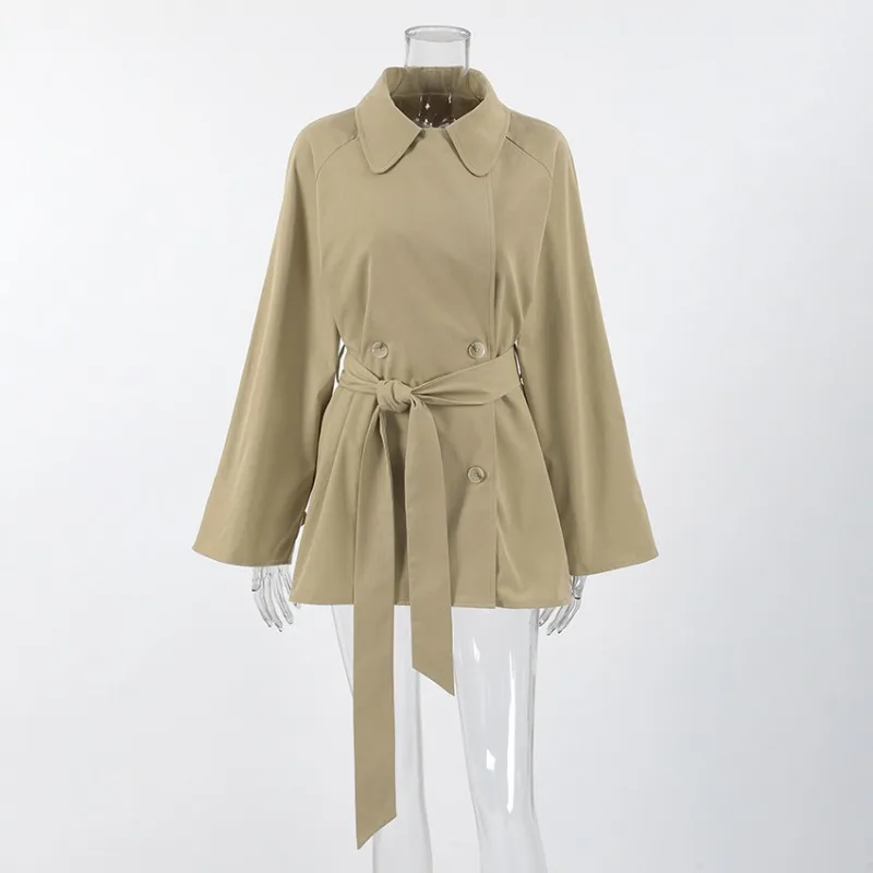 

2026 Spring Design Trench Coat Women's Medium and Long Jacket Lace-up Autumn Long-sleeved Jacket