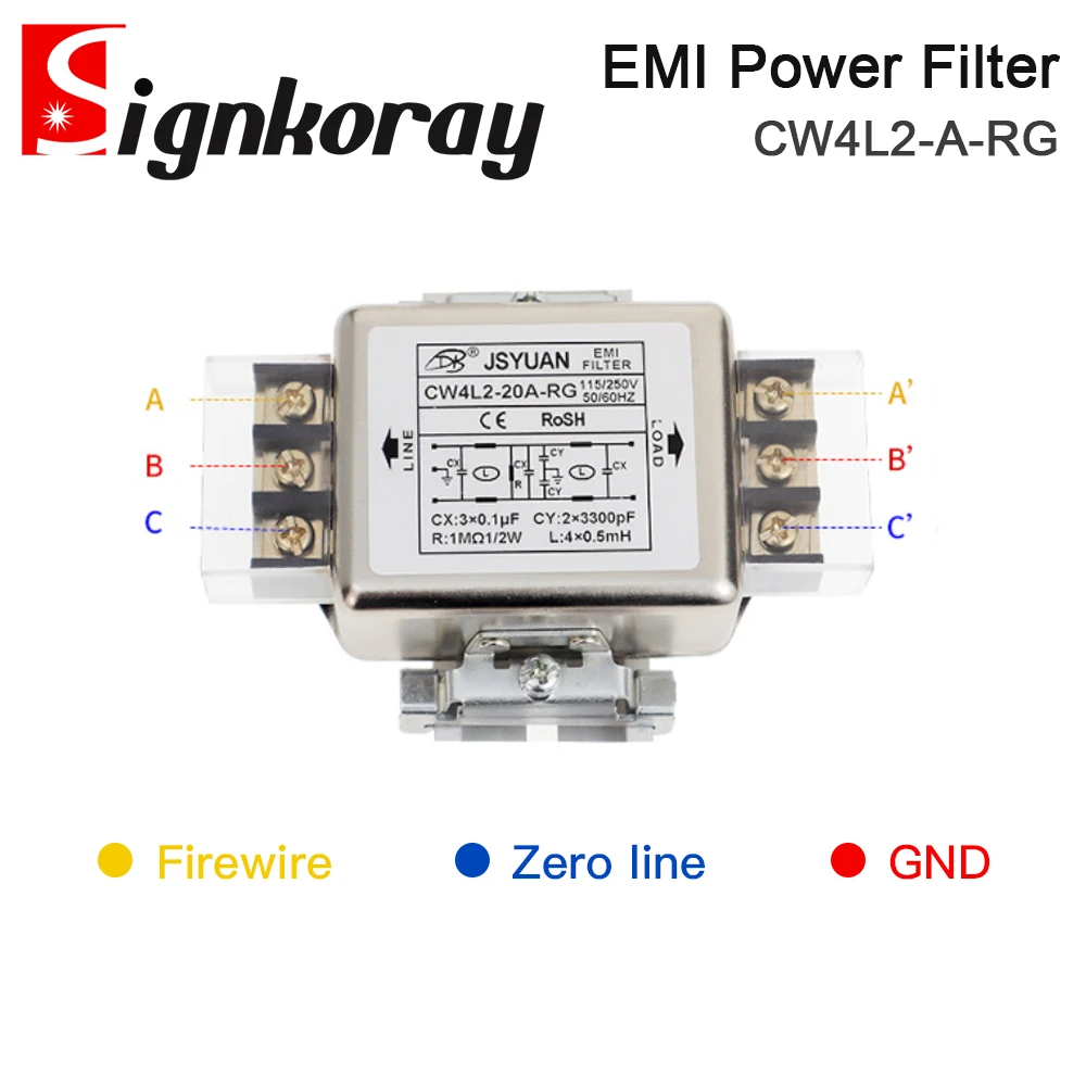 SignkoRay-filtro de potencia EMI, purificación de interferencias monofásica, CW4L2-A-RG, CA 220V