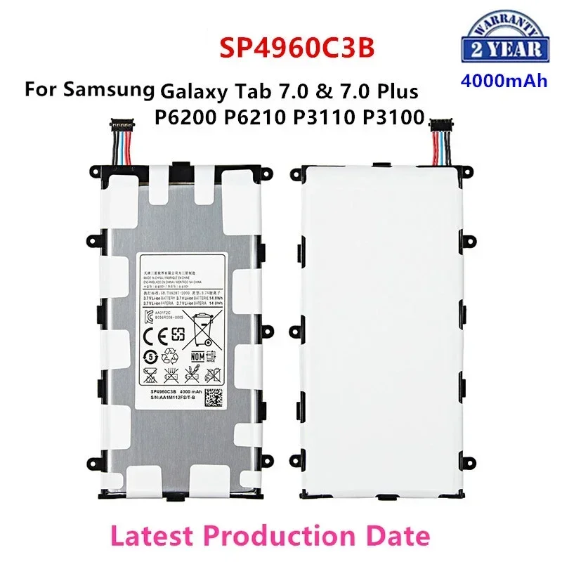 Brand New Tablet SP4960C3B Battery 4000mAh For Samsung Galaxy Tab 2 7.0/7.0 Plus GT-P3100 P3100 P3110 P6200