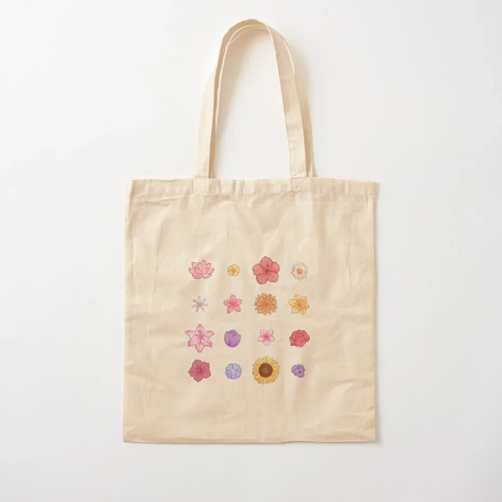 

Pastel Flower Set Tote Bag supermarket folding bag bags cloth bags canvas Beach