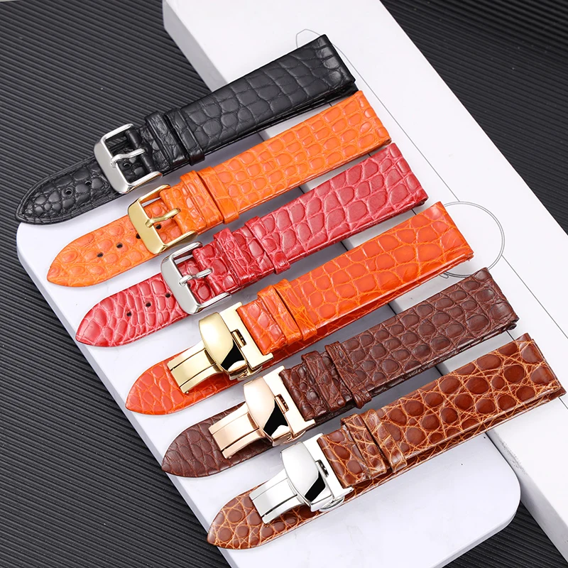 Handmade American Alligator Strap, 19 20 21 22MM Black Soft Genuine Leather Watchband Vintage Men\'s Bracelet Premium Leather