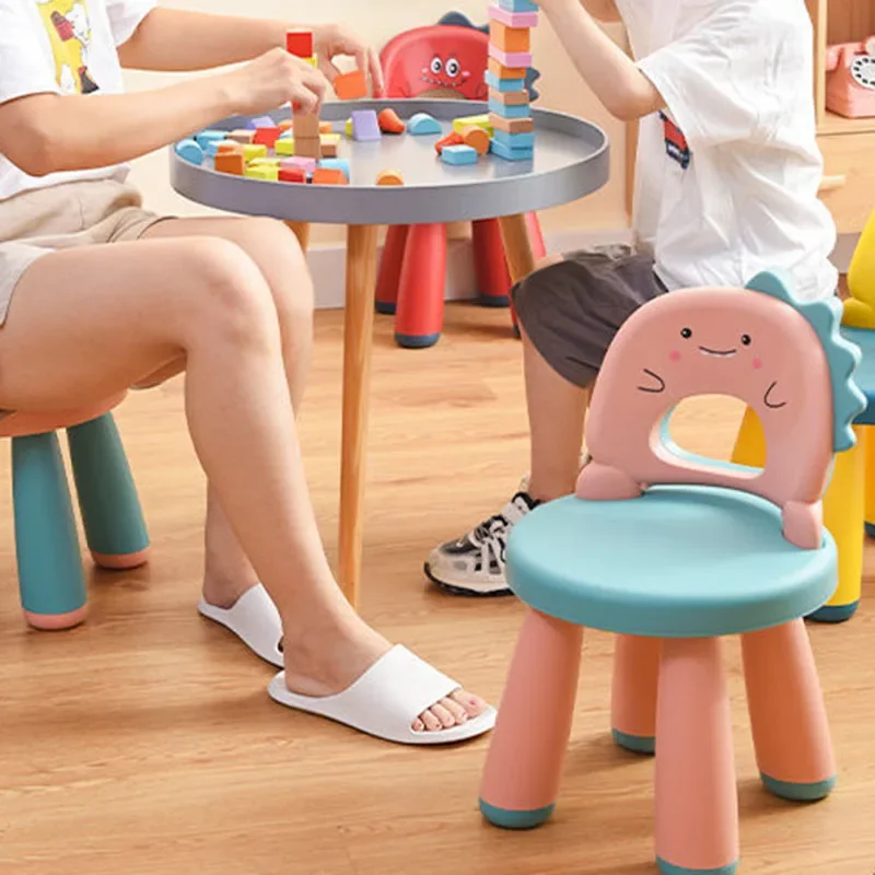 Plastic Children\'s Stool Baby Non-slip Kindergarten Cartoon Child Chair Low Household Backrest Chaise Pour Enfant Kids Furniture