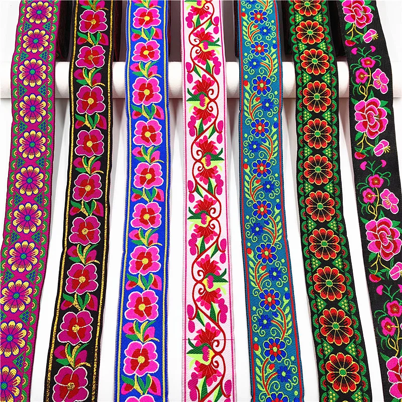 7Meter 5Cm (Deel 2) jacquard Lint Geweven Singels Tape Etnische Trim Geborduurde Kant Diy Kledingstuk Gordijn Naaien Accessoires Farbic