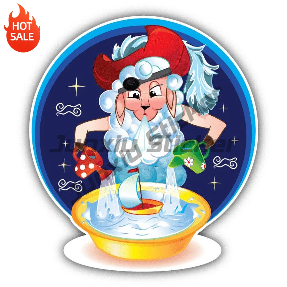 Aquarius Zodiac Sign Lamb Vinyl Car Sticker Self Adhesive Decal For Rear Window And Car Bumper Exterior Decoration