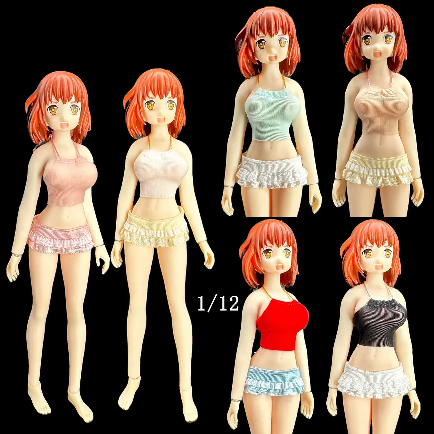 1/12 Scale Swimsuit Set Stretchy Vest Strapless Short Skirt Famale Clothes Model for 6'' Soldier TBL Romankey Body Display