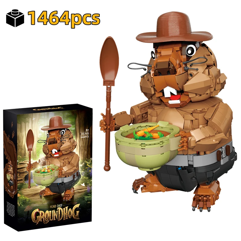 ​ Kreatywny zestaw klocków konstrukcyjnych w kształcie marmota, model do składania, klocki MOC, dekoracje stołowe DIY, modele, prezent urodzinowy dla dzieci ​