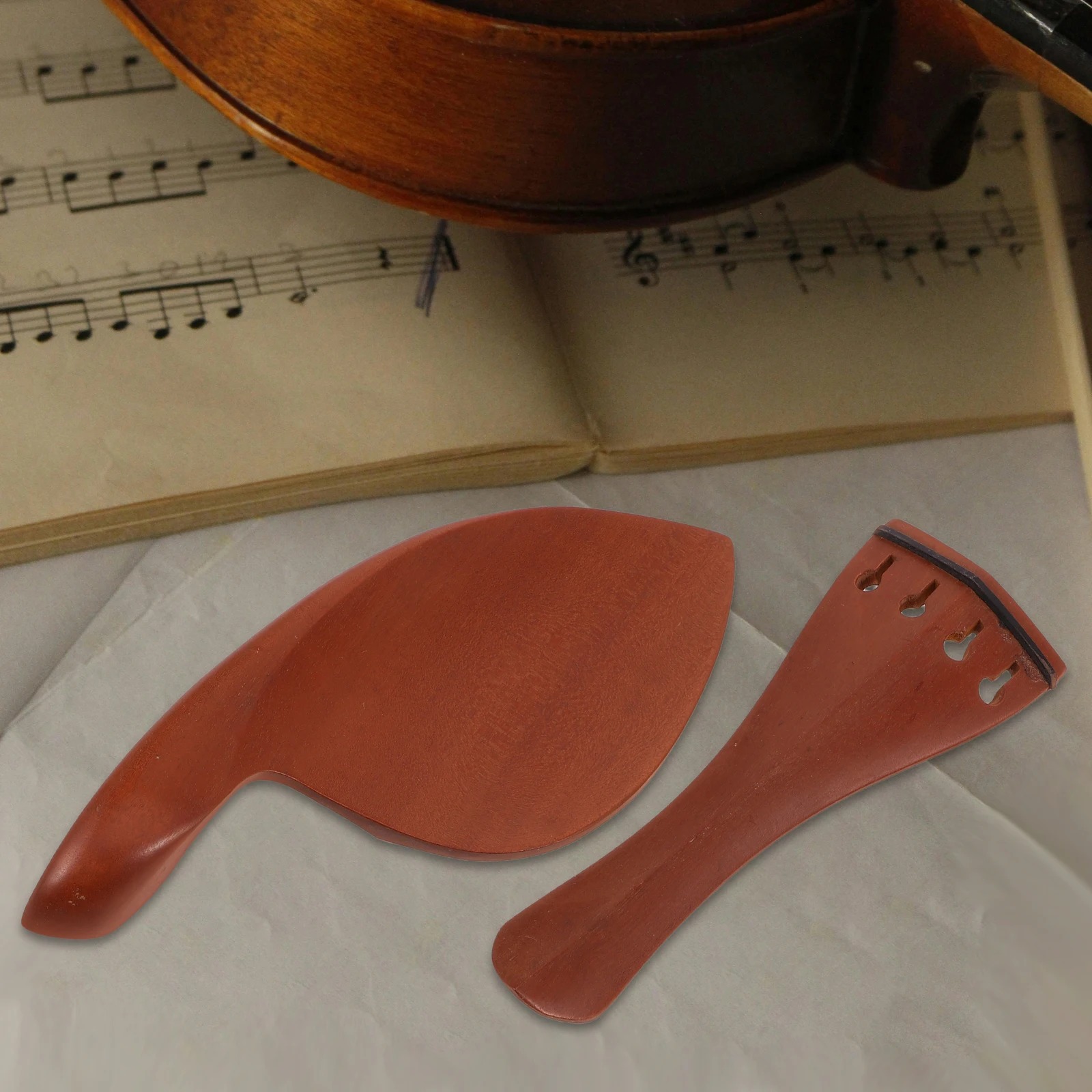

Wooden Violin Parts Accessories Kit Chin Rest Tailpiece Tuning Pegs Endpin Replacement Durable Stable Support Handcrafted