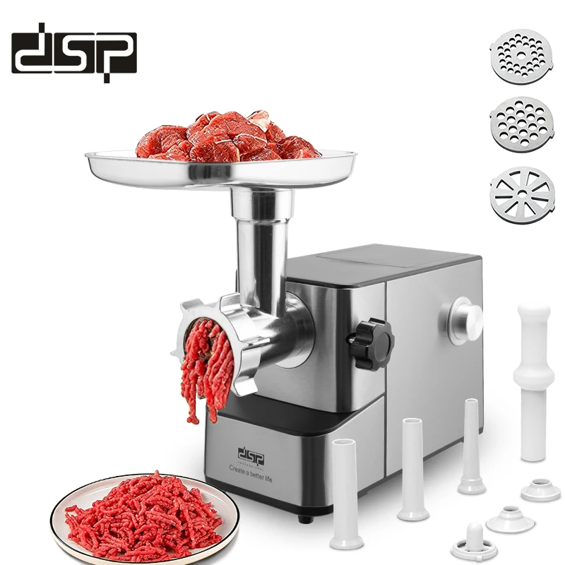 DSP Heavy Duty Commercial Meat Grinder Mincer Stainless Steel Blade 3 Cutting Plates Full Copper Motor Electric Meat Grinder