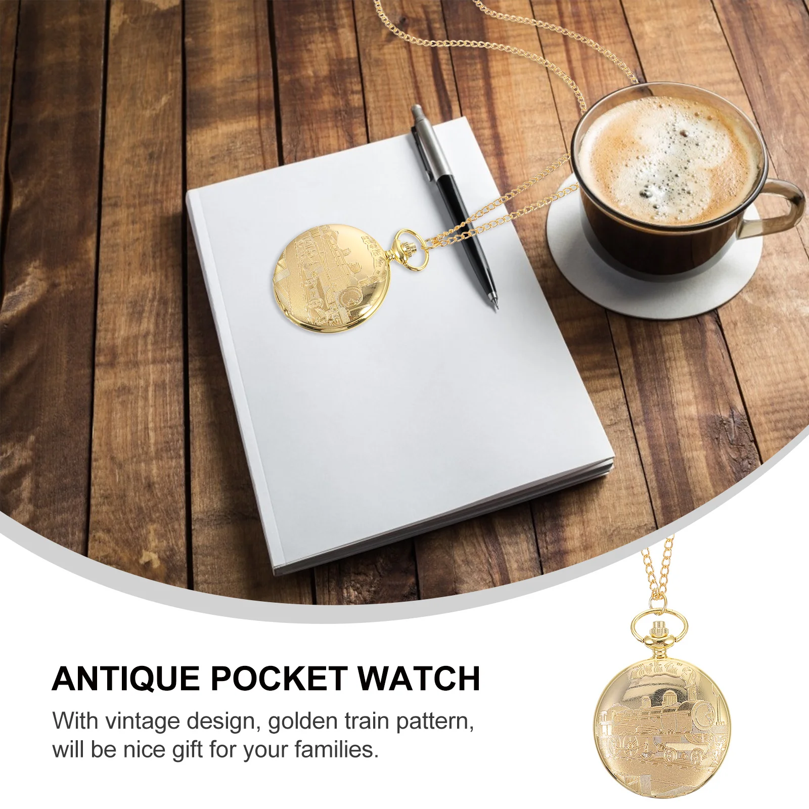 

1Pcs Pattern Pocket Watch Vintage Design Durable Souvenir Gift Hanging Timing Chest Watch
