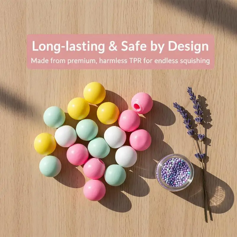 New 5Pcs Colorful TPR Empty Ball Shell DIY Handmade Squeeze Hollow Sphere Skin Fillable Stress Relief Craft Making Accessory