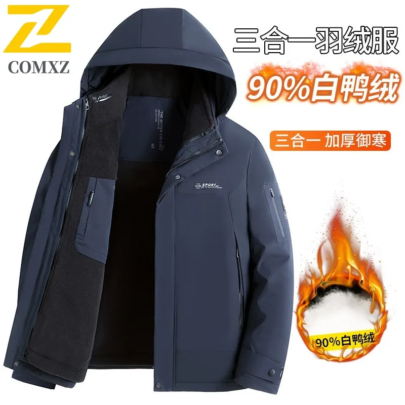 COMXZ Winter Nieuw donsjack Mode Capuchon Camping Lichtgewicht Comfortabele parka Afneembare binnenlaag Verdikt warm kledingstuk