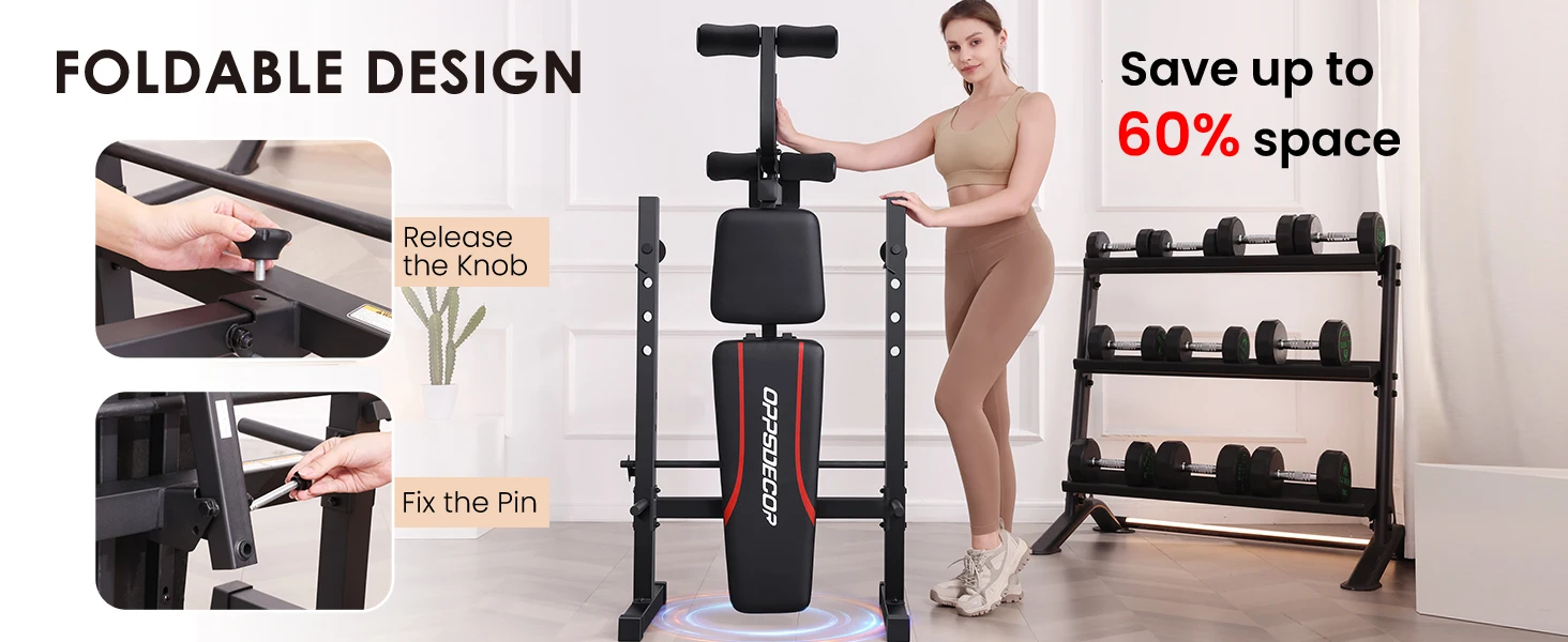 Description Picture 2 of itemStandard Adjustable Weight Bench Set, Bench Press with Squat Rack & Leg Extension and Leg Curl Workout Bench for Home Gym Full B