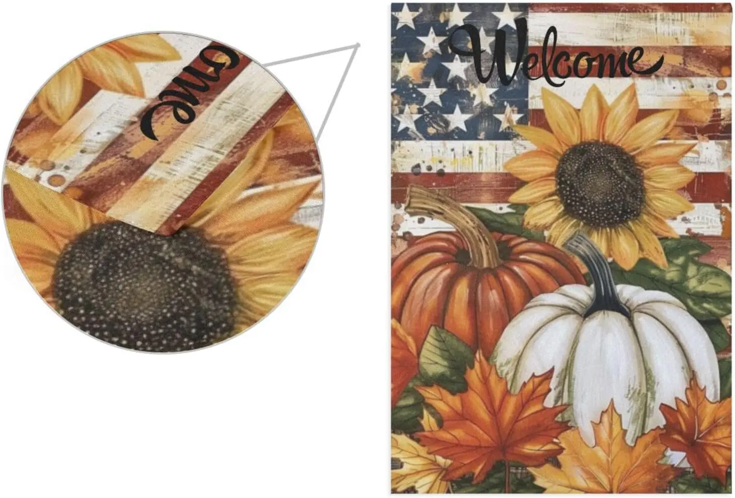 Wamika Welcome Fall Garden Flag Double Sided 12x18 inch Patriotic American Flag Thanksgiving Autumn Harvest Pumpkin House Flag R