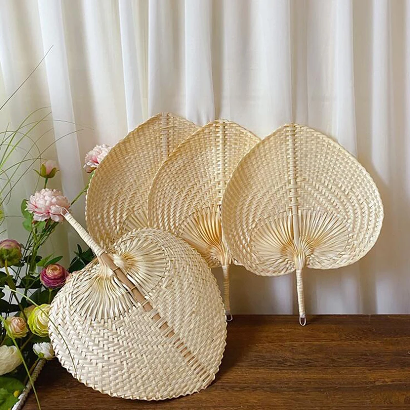 New#1Pc Handmade Straw Woven Fans Craft Summer Cooling Fan Bamboo Home Decoration