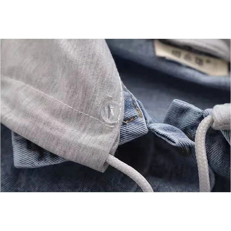 2025 Primavera Autunno New Fried Street Giacca di jeans Capispalla da donna Giacca di jeans vintage con cappuccio sportiva allentata coreana per il tempo libero