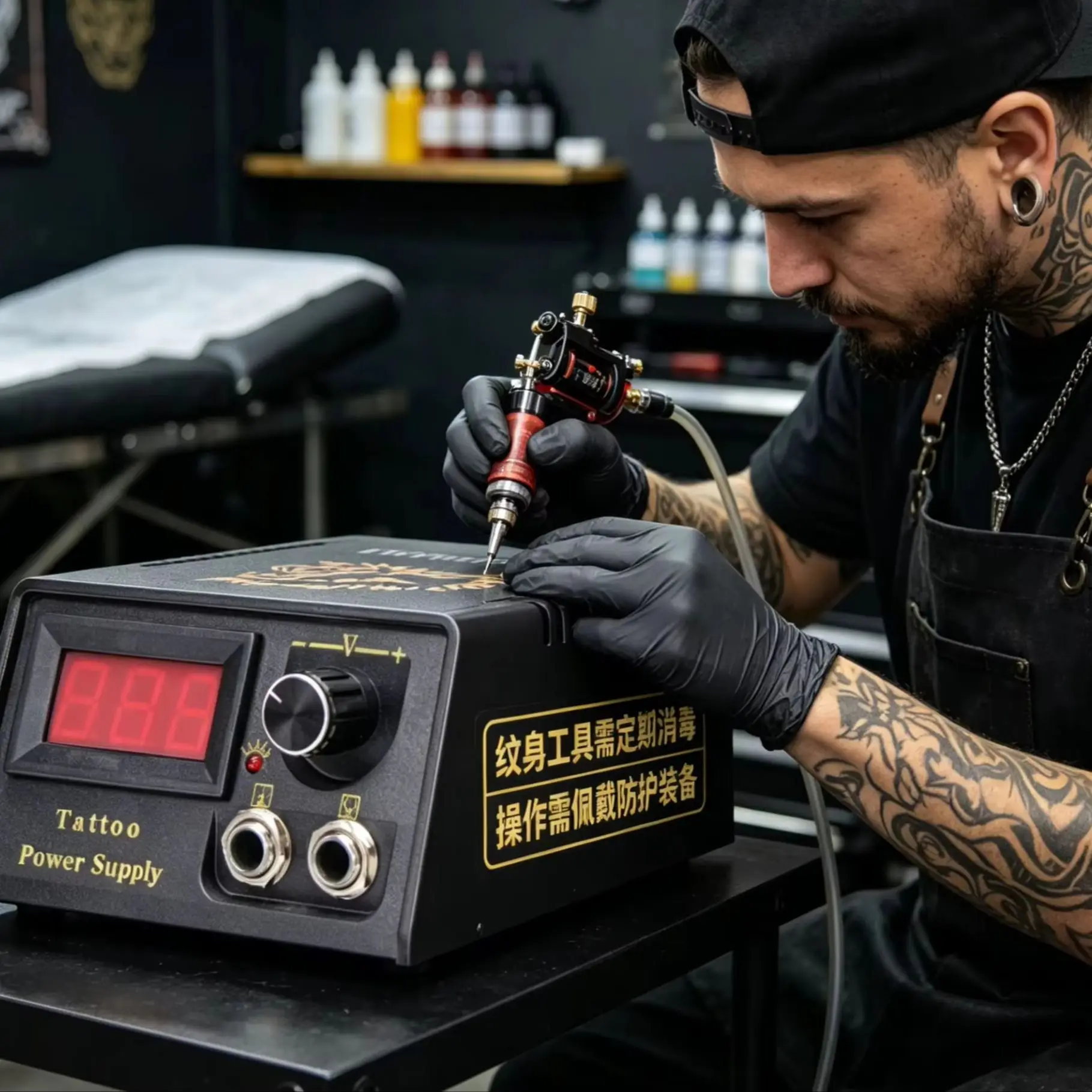 Black Lion Tattoo Power Source Makeup Tattoo Machines Professional Digital LCD Tattoo Power Supply for Coil & Rotary Tattoo Gun