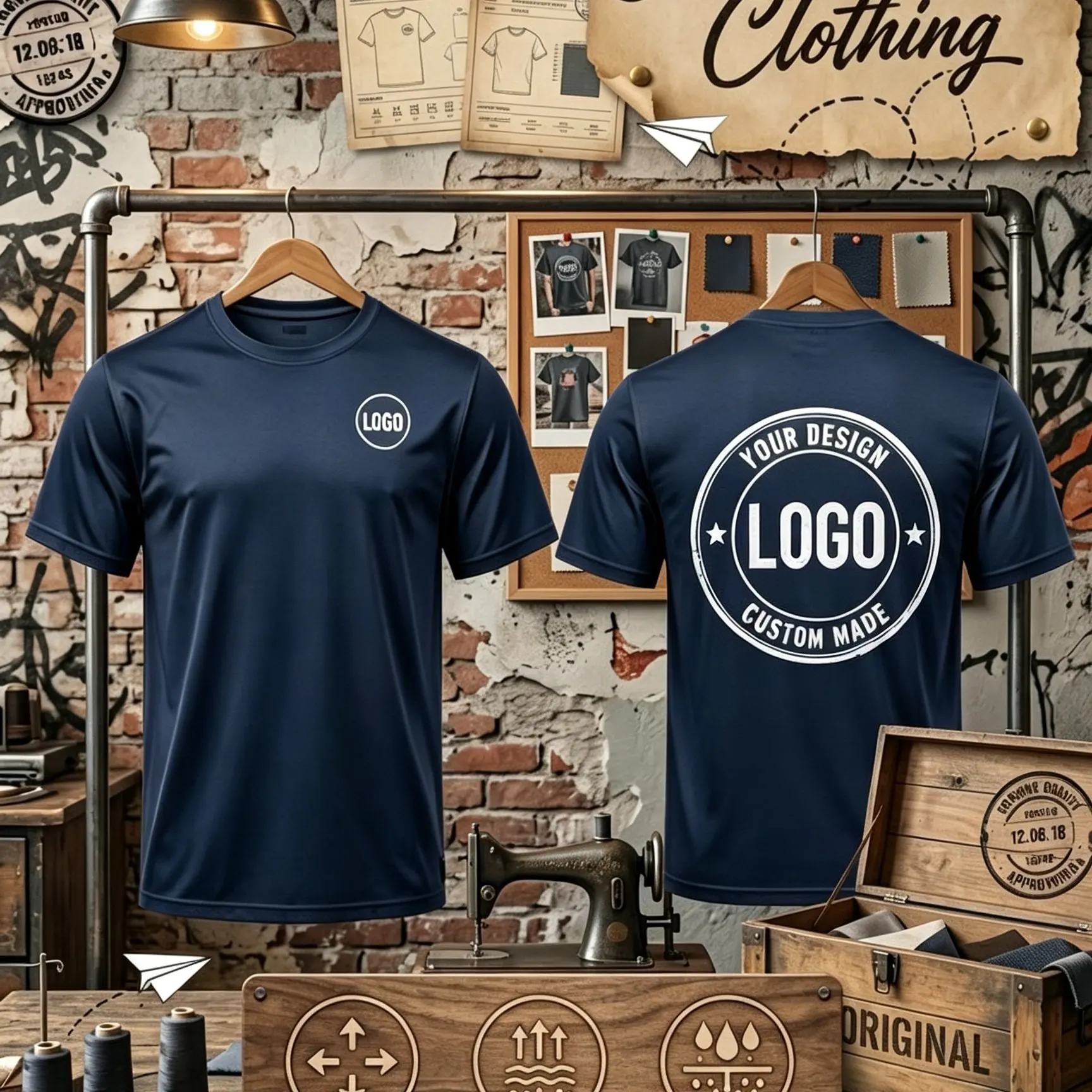 1 Men's T-Shirt, with Custom Logos and Designs Printable on Both Front and Back, Breathable and Quick-Drying
