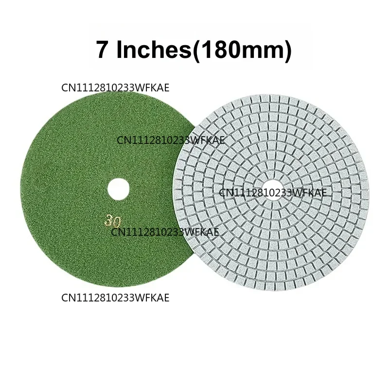 1PC 7 Inch 180mm Diamond Polishing Pad Grit 30-3000 for Granite Stone Concrete Marble Wet Polishing Use Grinding Discs