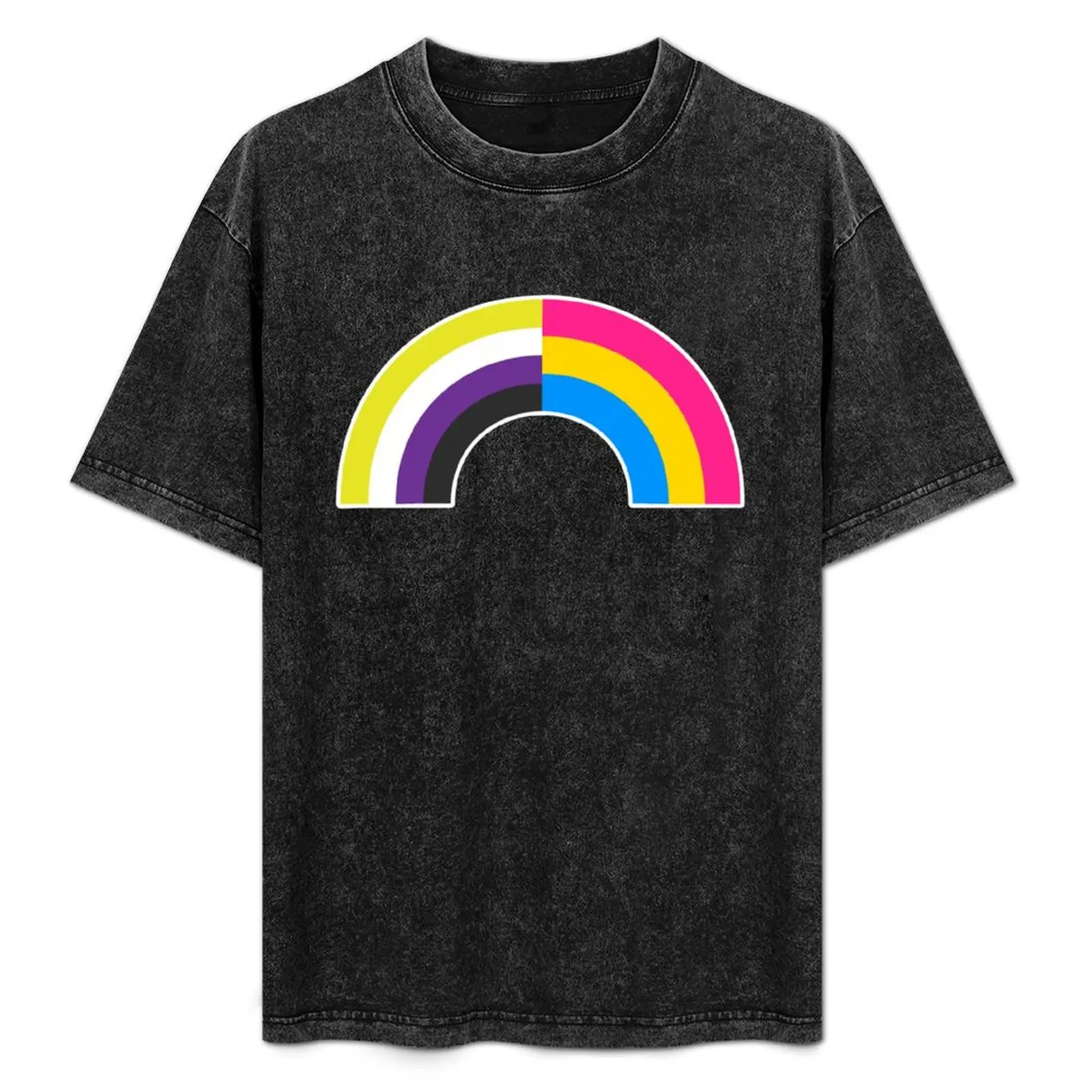 

Non-Binary Pan Rainbow T-Shirt Big and Tall Crew Neck Tee