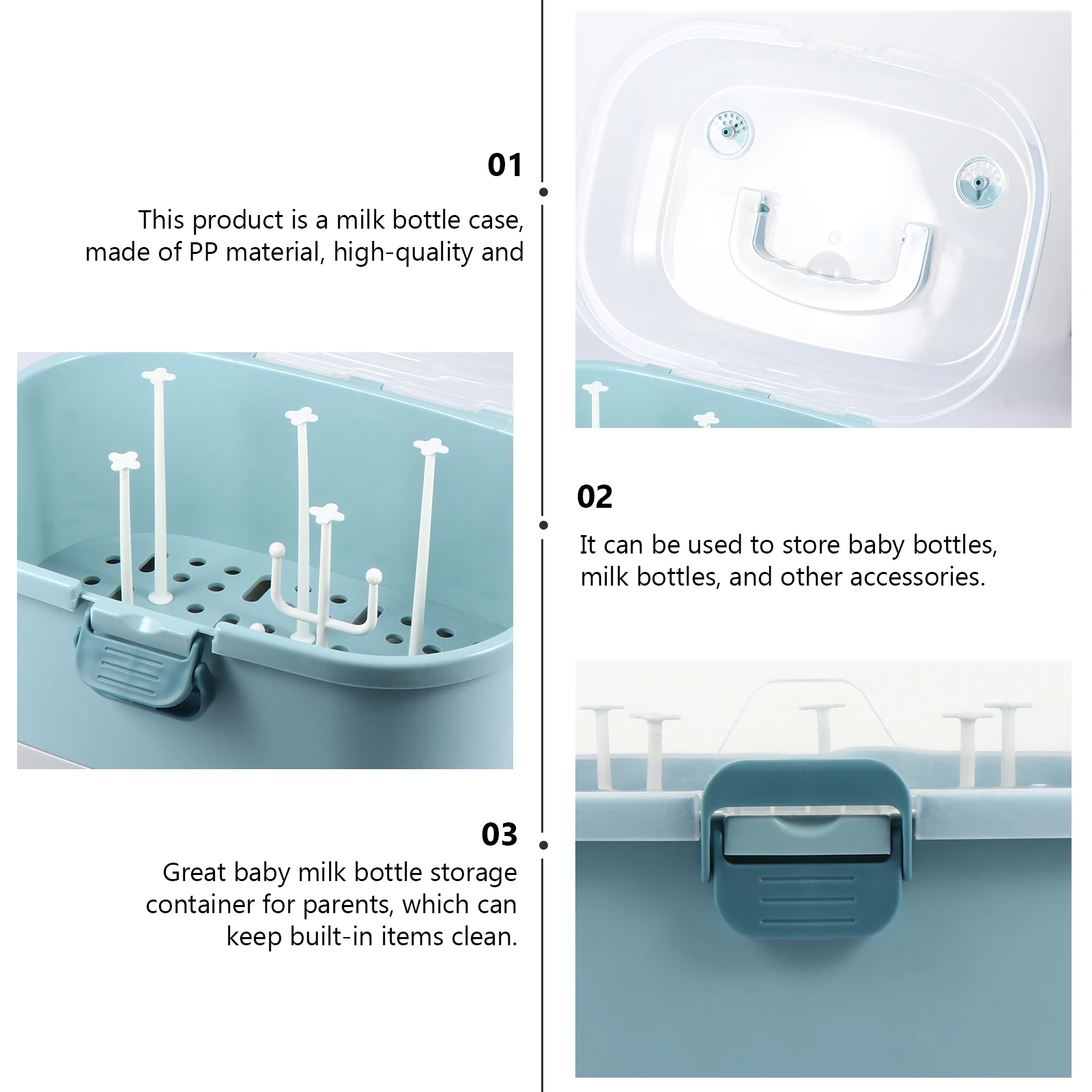 

Milk Bottle Case Storage Container Portable Drying Rack for Baby Bottles Toys Fruits Travel Use Keep Clean PP Material