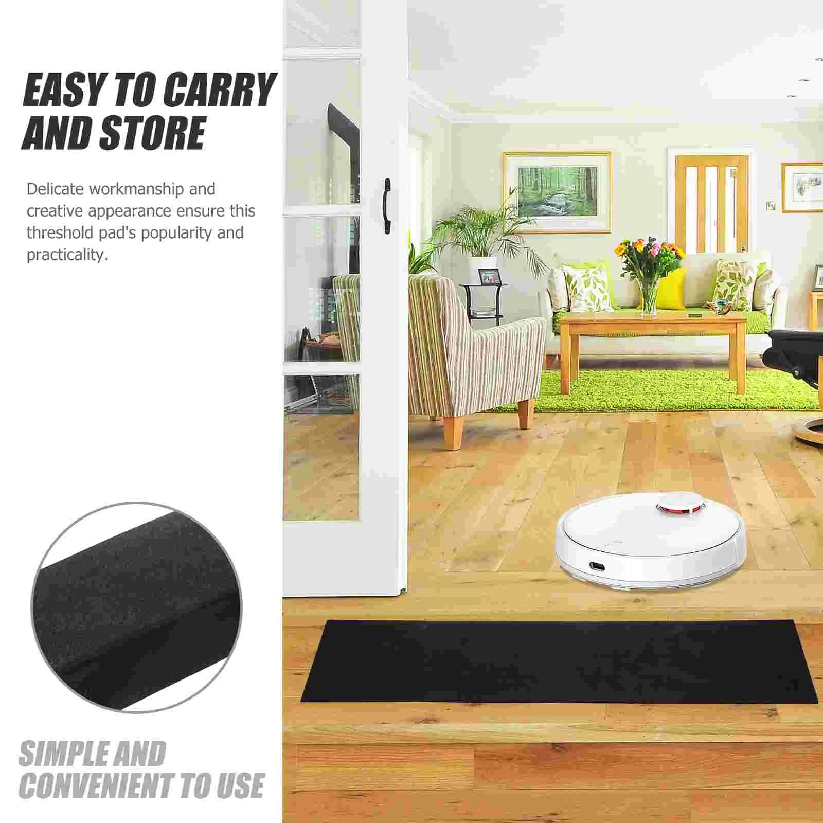 Indoor Threshold Ramp Pad Wheelchair Transitioning Rubber Sweeping Robot Cushion