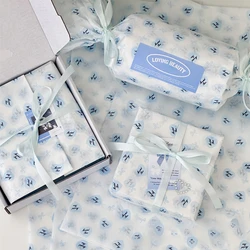 10Pcs Blue and White Love Bow Tissue Paper Wrapping Paper Packaging Snow Pear Paper Gift Packaging Materials