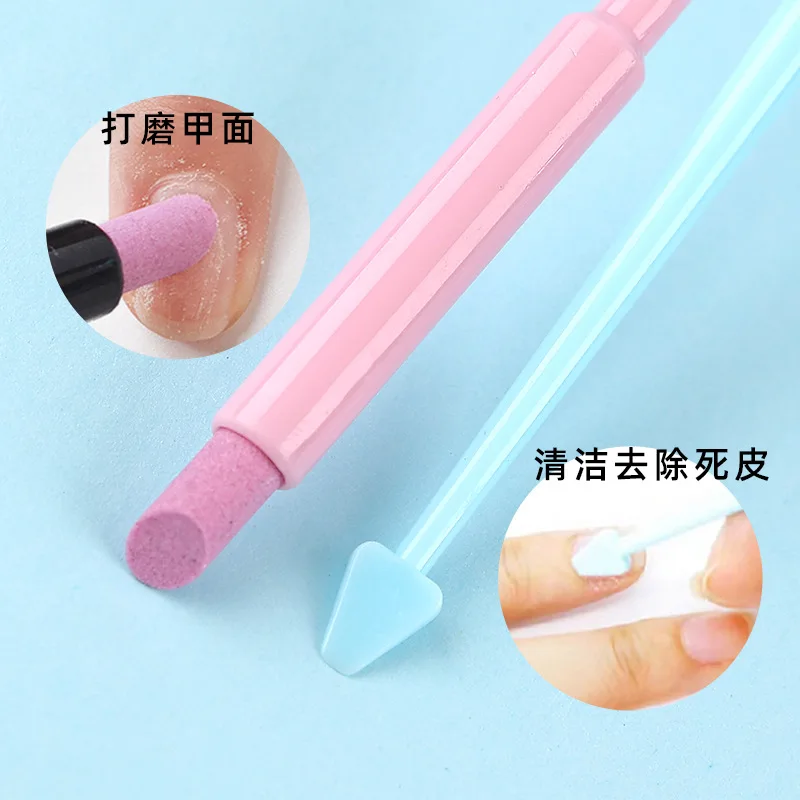1개입 양면 광택 파일 석영 스톤 네일 푸셔 스크럽 제거기 각질 제거 네일 파일 전문 네일 케어 매니큐어 도구
