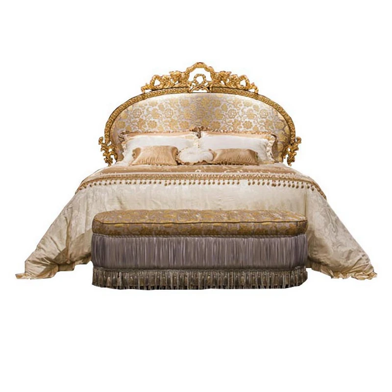 

Двуспальная кровать во французском дворе, европейская резная тканевая мягкая сумка, 1,8 метра, кровать для хранения в главной спальне