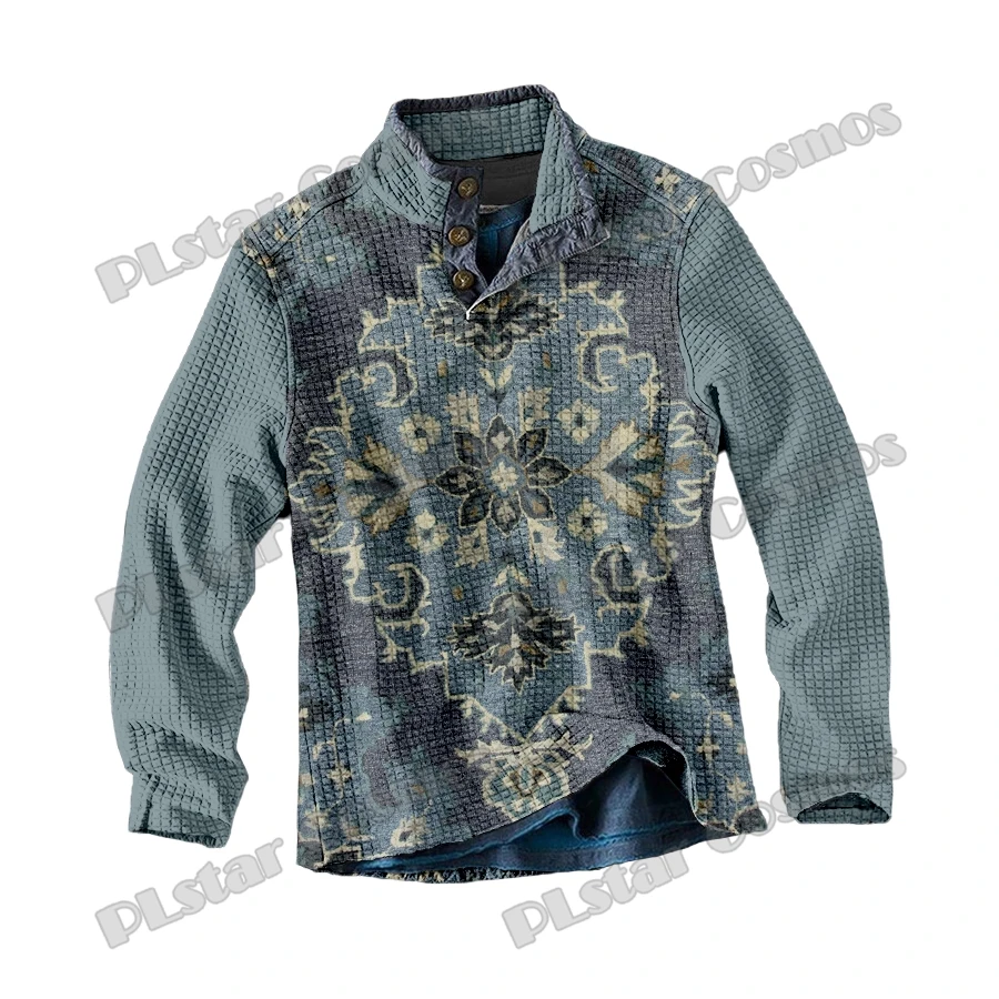 Plstar Cosmos 3d Patroonprint Heren Opstaande Kraag Gebreide Poloshirts Met Lange Mouwen Winter Unisex Casual Gebreide Pullover My12