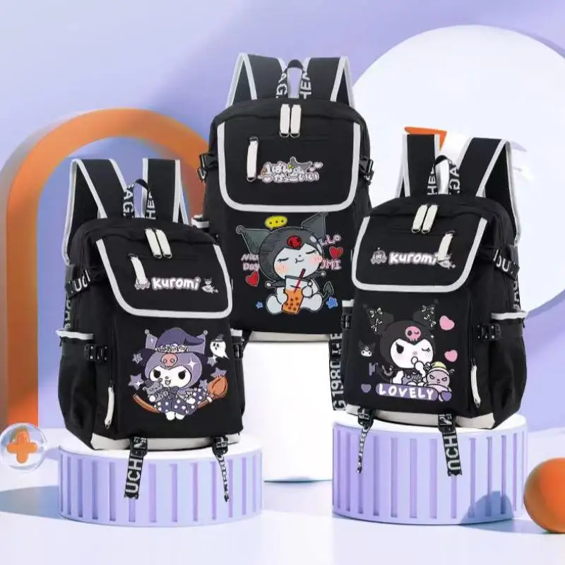 

Милый школьный рюкзак Sanrios Kuromi с героями мультфильмов, большой вместительный рюкзак, водонепроницаемый, устойчивый к грязи, рюкзак, праздничный подарок