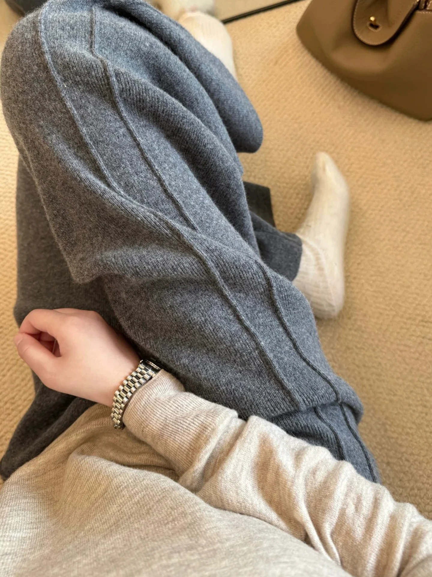 Ele confortable drapé pantalons décontractés femmes jambe droite Faionable minceur automne hiver trajet amical pantalon