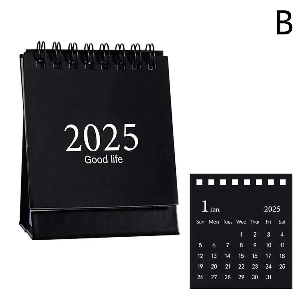 2025 mini simples pequeno calendário de mesa bolso portátil acessórios decoração plano perfurador calendário mesa desktop d0c2