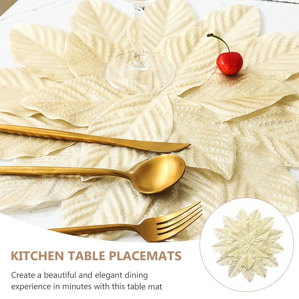 

Magnolia Leaf Placemats Plastic Wipe Clean Kitchen Table Mats Dining Supplies Heat Resistant Reusable Table Decor Place Mats