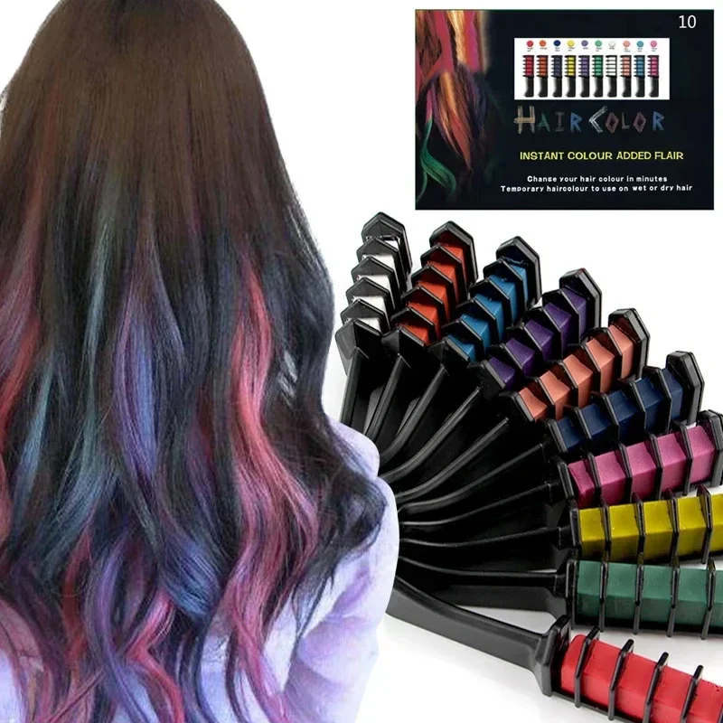 10 buah sisir rambut celup warna anak-anak tidak beracun mainan Makeup anak bermain pura-pura sisir celup rambut sekali pakai hadiah